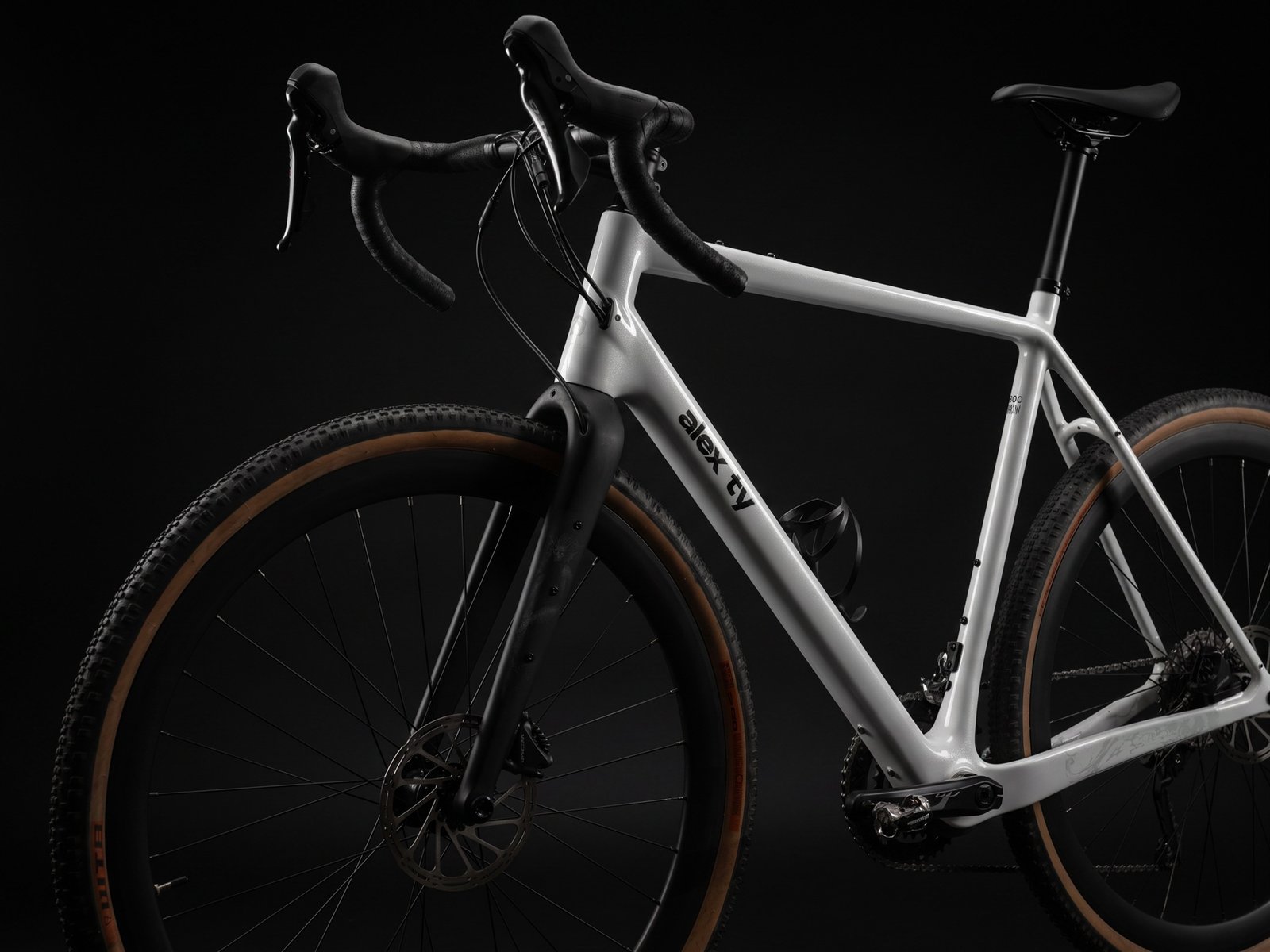 Alex Ty men’s gravel bicycle — front three-quarter view