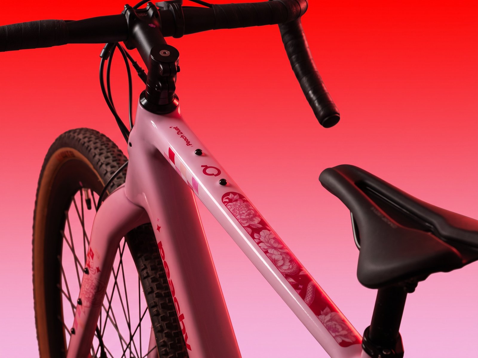 Peachy bicycle — top tube graphics